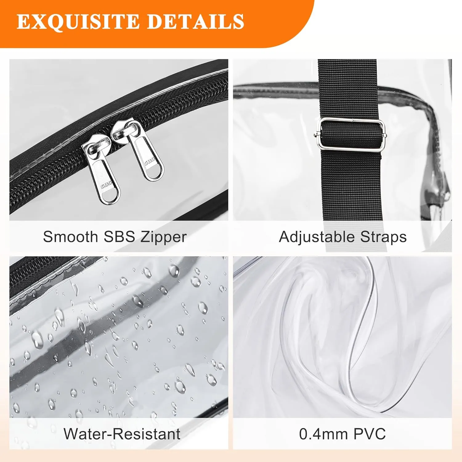 Clear Backpack for Stadium Events 12x12x6 Small Clear Backpack for Concert Sport Events Work, Black