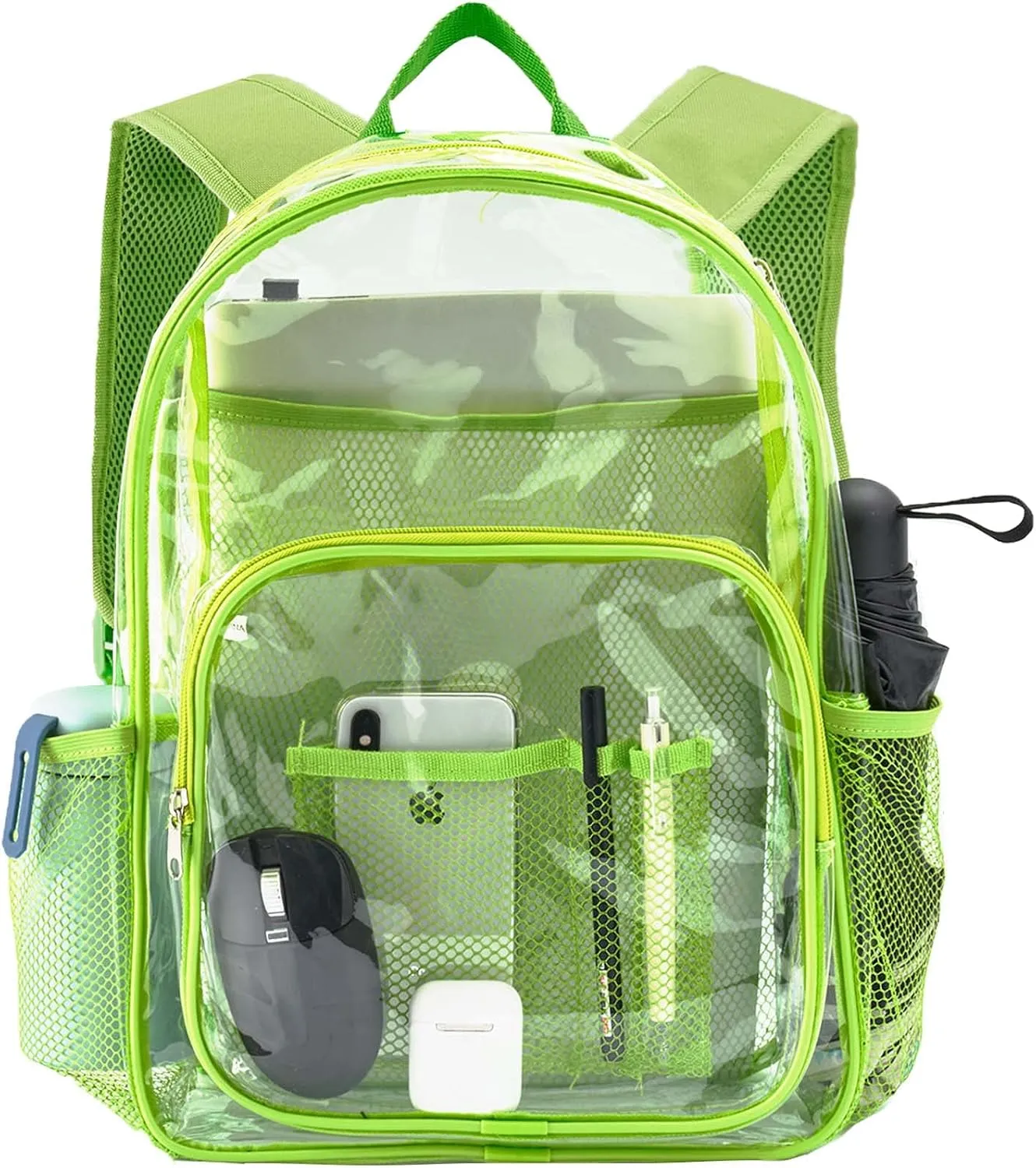 Clear Backpack Heavy Duty Pvc Bookbag for School - See Through Transparent Stadium Approved Backpacks for Women Concert Sport Venues Work Travel,Lemon green