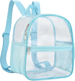 Clear Backpack Stadium Approved 12×12×6 Clear Mini Backpack Small Transparent Backpack for Concert, Beach, Work, Travel & Sporting（Aqua）