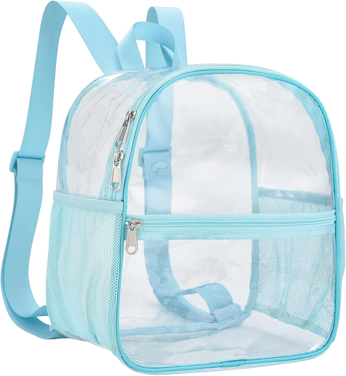 Clear Backpack Stadium Approved 12×12×6 Clear Mini Backpack Small Transparent Backpack for Concert, Beach, Work, Travel & Sporting（Aqua）