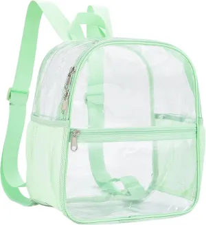 Clear Backpack Stadium Approved 12×12×6 Clear Mini Backpack Small Transparent Backpack for Concert, Beach, Work, Travel & Sporting（Avocado Green）