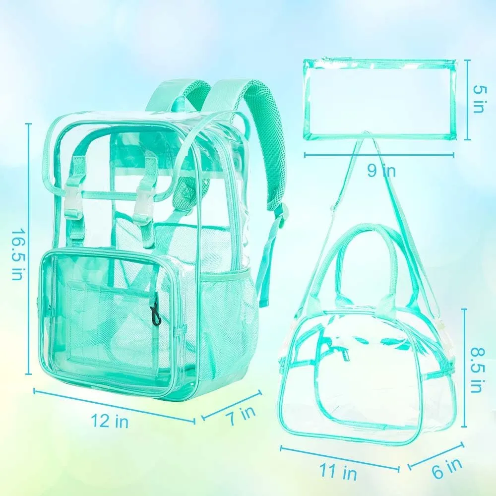 Clear Backpack, Stadium Approved Transparent Bookbag for Girls Boys, Heavy Duty PVC See Through Backpack for Women Men