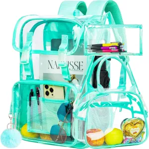 Clear Backpack, Stadium Approved Transparent Bookbag for Girls Boys, Heavy Duty PVC See Through Backpack for Women Men