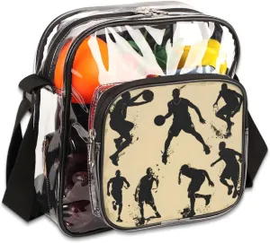 Clear Crossbody Bag for Women Men Stadium Approved Transparent Bag for Festivals,Sports Events,Concerts,Beach Bag Clear Purse with Front Pocket Messenger Bag with Adjustable Strap,Basketball Player