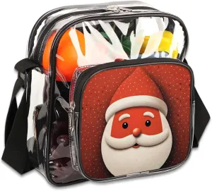 Clear Crossbody Bag for Women Men Stadium Approved Transparent Bag for Festivals,Sports Events,Concerts,Beach Bag Clear Purse with Front Pocket Messenger Bag with Adjustable Strap,Patient Santa Claus