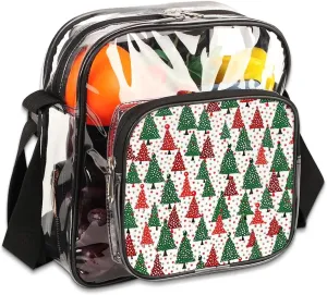 Clear Crossbody Bag for Women Men Stadium Approved Transparent Bag for Festivals,Sports Events,Concerts,Beach Bag Clear Purse with Front Pocket Messenger Bag,Evergreen Christmas Tree