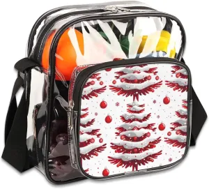Clear Crossbody Bag for Women Men Stadium Approved Transparent Bag for Festivals,Sports Events,Concerts,Beach Bag Clear Purse with Front Pocket Messenger Bag,Radiant Christmas Tree