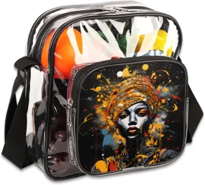 Clear Crossbody Bag Stadium Approved Ethic Woman Transparent Bag for Festivals, Sports Events, Concerts,Beach Bag for Women Men Woman Clear Purse with Front Pocket Messenger Bag with Adjustable Strap