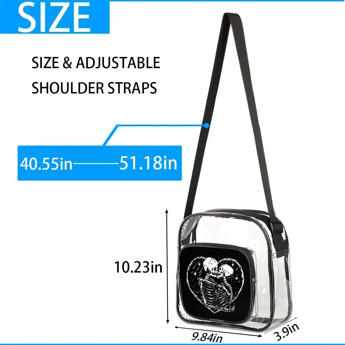 Clear Crossbody Bag Stadium Approved for Women and Men Transparent Messenger Shoulder Bag Clear Purse Bag