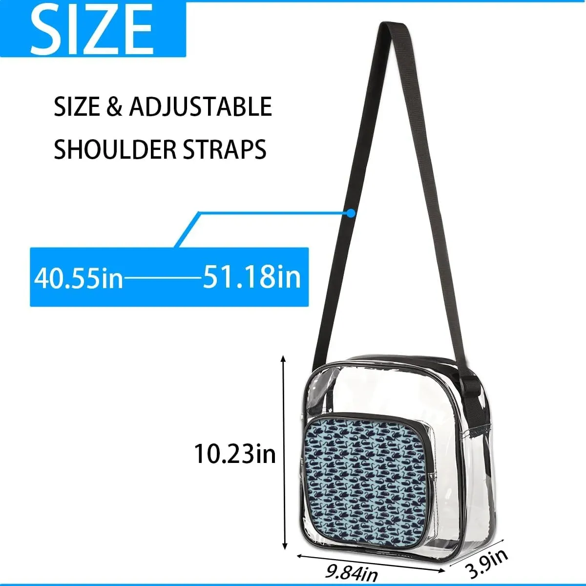 Clear Crossbody Bag Stadium Approved for Women and Men Transparent Messenger Shoulder Bag Clear Purse Bag