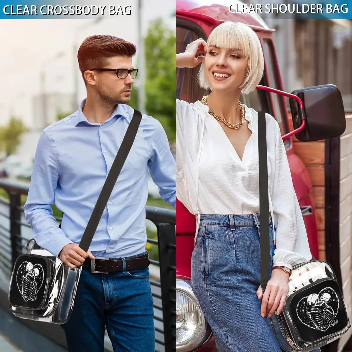 Clear Crossbody Bag Stadium Approved for Women and Men Transparent Messenger Shoulder Bag Clear Purse Bag