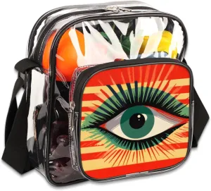 Clear Crossbody Bag Stadium Approved Seeing Eye Transparent Bag for Festivals, Sports Events, Concerts,Beach Bag for Women Men Ethic Clear Purse with Front Pocket Messenger Bag with Adjustable Strap
