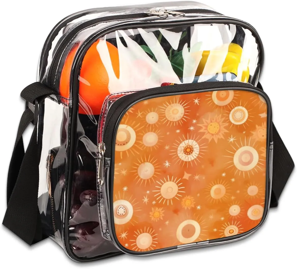 Clear Crossbody Bag Stadium Approved Sun Transparent Bag for Festivals, Sports Events, Concerts,Beach Bag for Women Men Ethic Clear Purse with Front Pocket Messenger Bag with Adjustable Strap