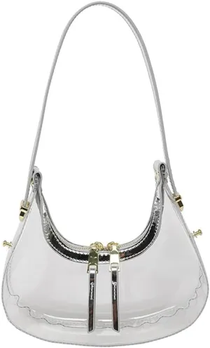 Clear PVC Hobo Bag for Stadium Events Transparent Jelly Crescent Shoulder Bag Clear Tote Handbag Stadium Approved