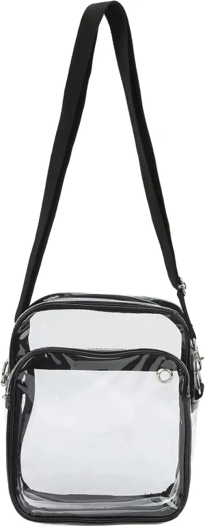 Clear Stadium Bag, Clear Messenger Large Bag, Clear Crossbody Messenger Shoulder Bag, Adjustment PVC Sewage and Water Resistant Transparent Shoulder Bag