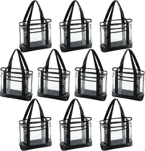 clear tote bag,Purse handle with zipper for work plastic transparent see through women