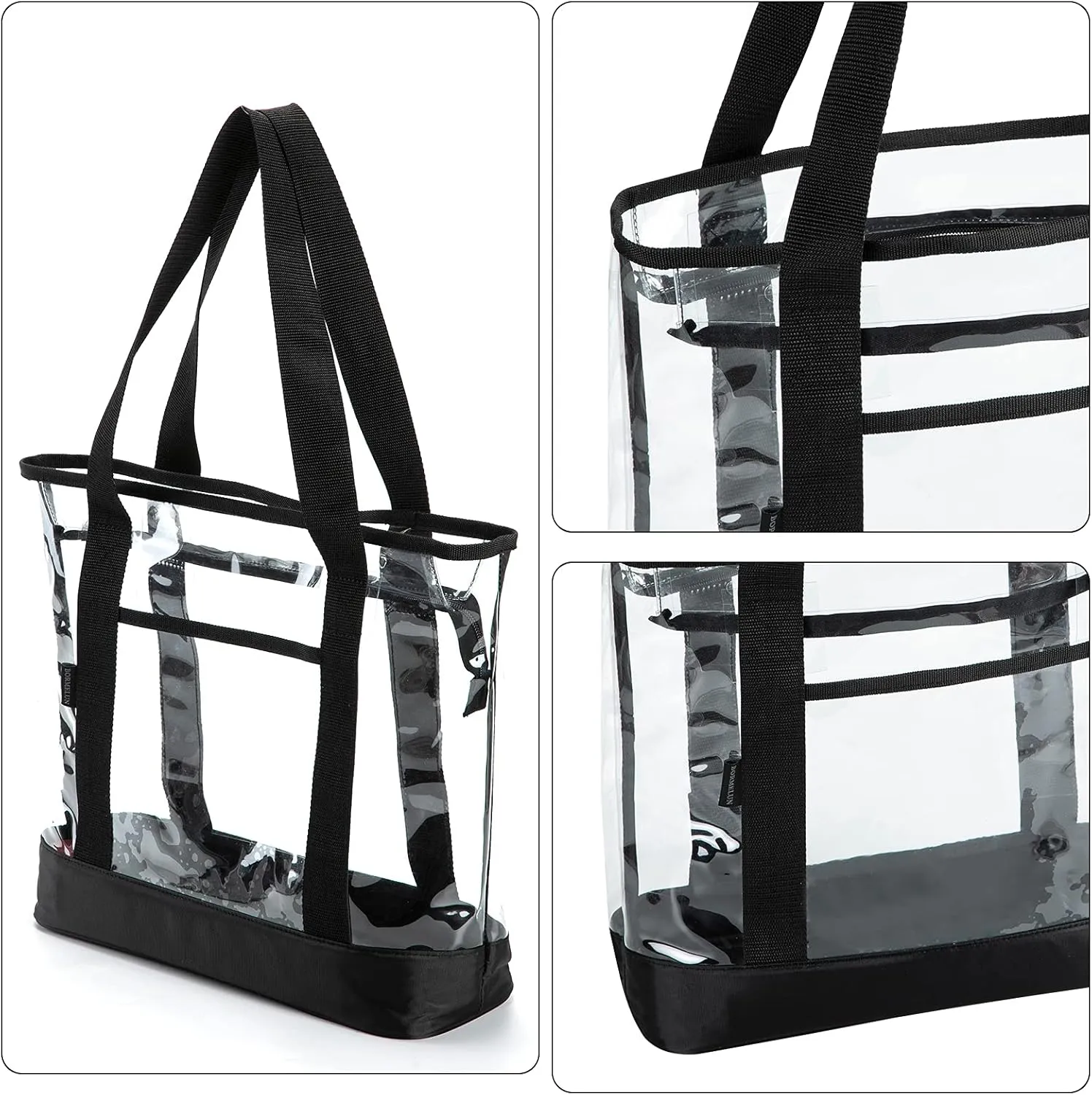 clear tote bag,Purse handle with zipper for work plastic transparent see through women