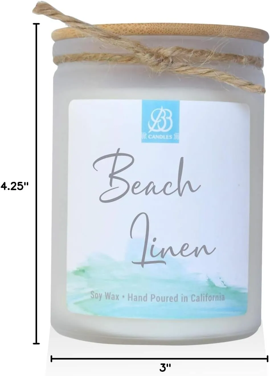 Coastal Essential Artisan Candle, Natural Soy Hand Poured, Glass, Scented (Beach Linen Scent, 90  Hour Burn Time, 12oz)
