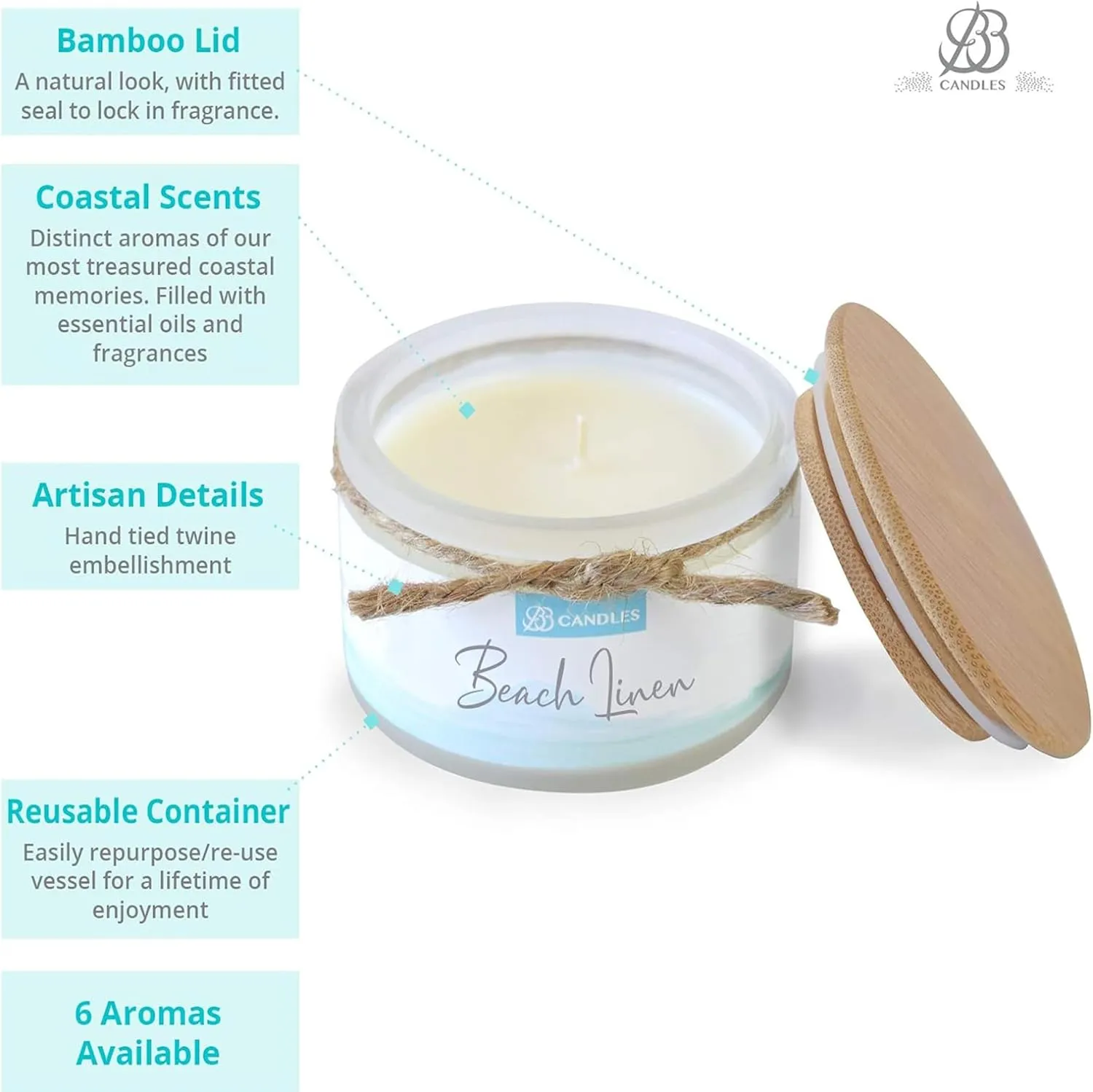 Coastal Essentials Natural Soy Hand Poured Candle, Beach Linen Scent, 4oz, 30  Hours Burn Time