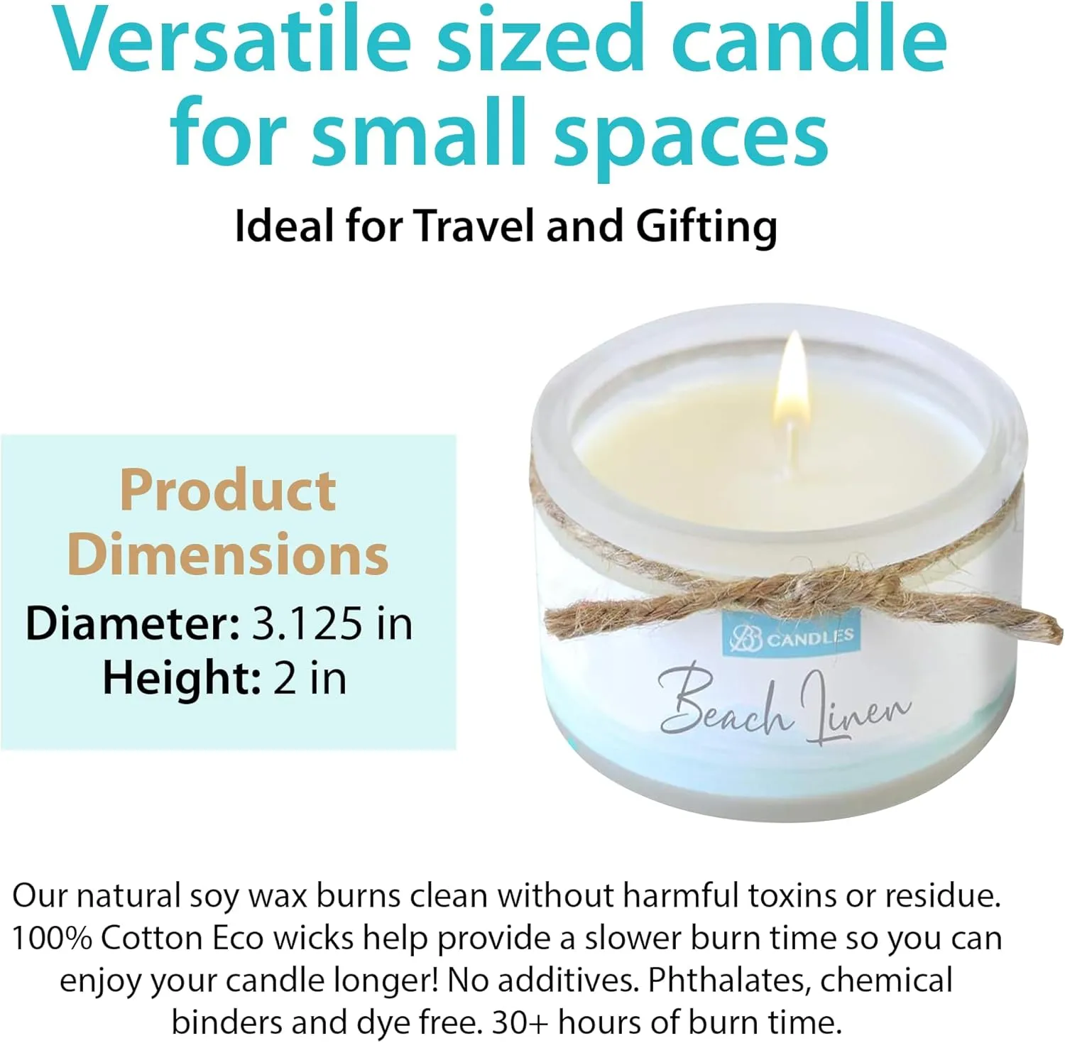 Coastal Essentials Natural Soy Hand Poured Candle, Beach Linen Scent, 4oz, 30  Hours Burn Time