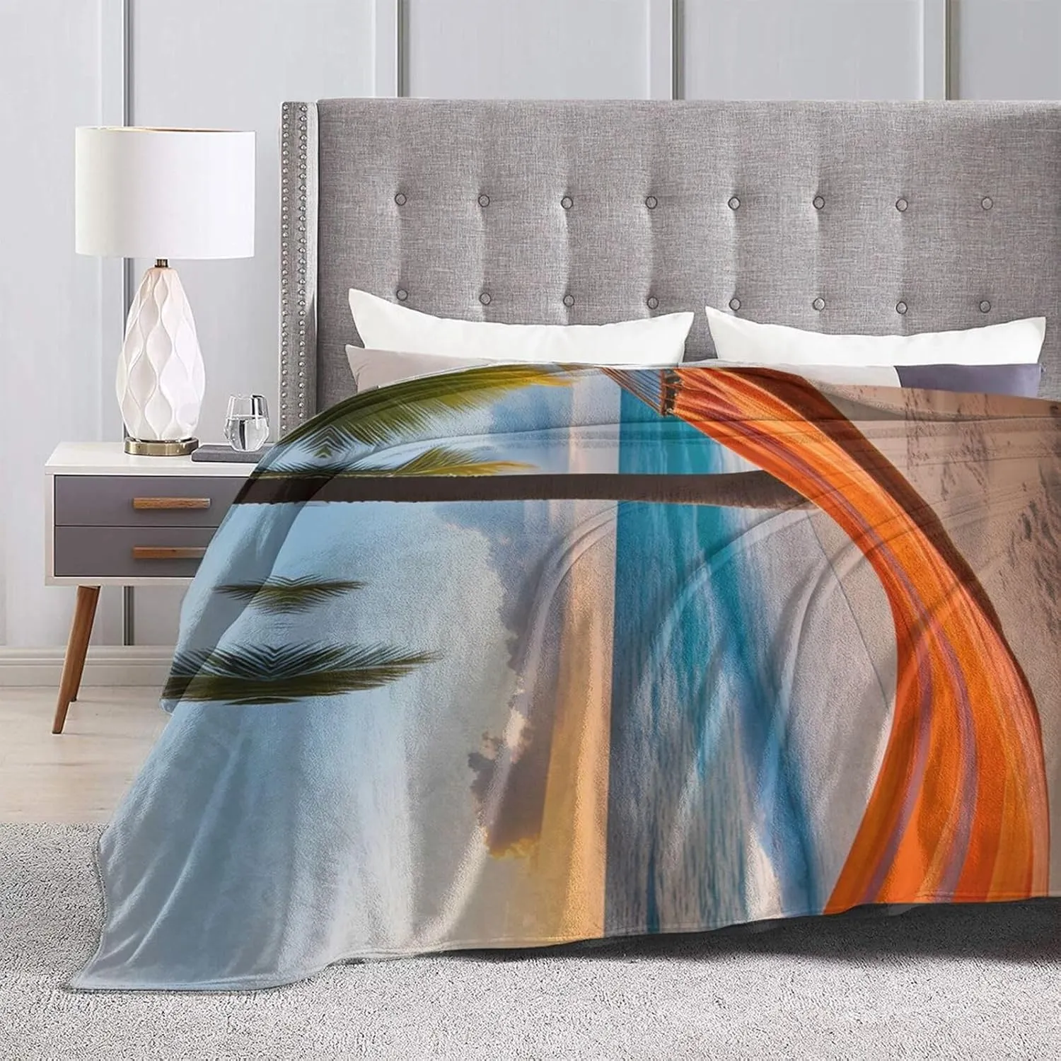 Coconut Beach Sunset Hammock Ultra-Soft Micro Fleece Blanket > Durable and Compactly Foldable. Super Soft 80"X60"