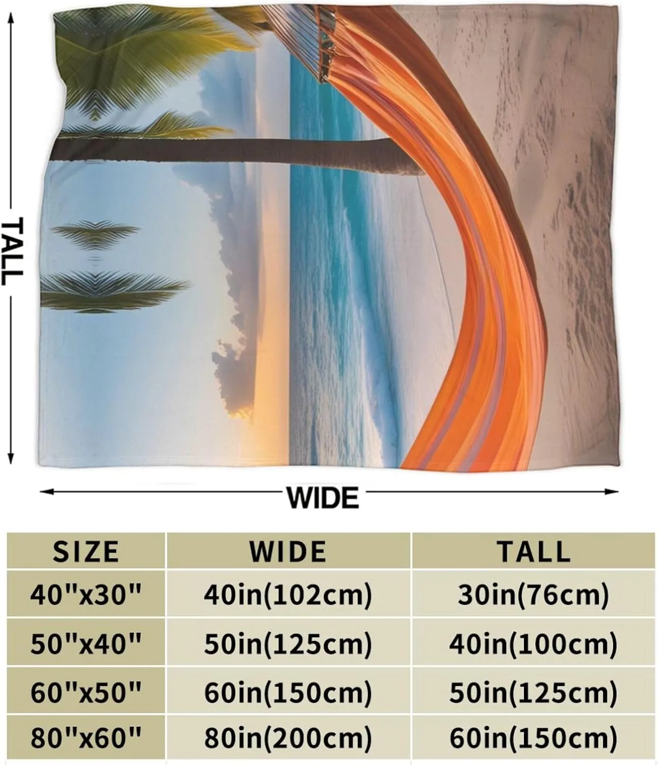Coconut Beach Sunset Hammock Ultra-Soft Micro Fleece Blanket > Durable and Compactly Foldable. Super Soft 80"X60"