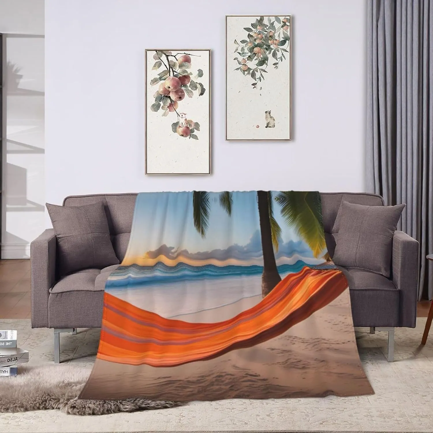 Coconut Beach Sunset Hammock Ultra-Soft Micro Fleece Blanket > Durable and Compactly Foldable. Super Soft 80"X60"