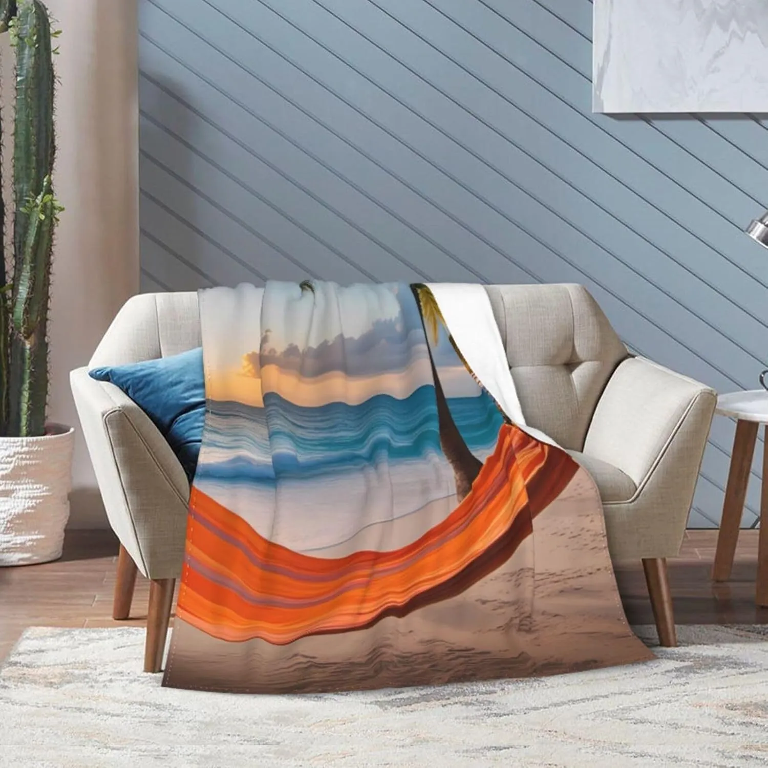 Coconut Beach Sunset Hammock Ultra-Soft Micro Fleece Blanket > Durable and Compactly Foldable. Super Soft 80"X60"