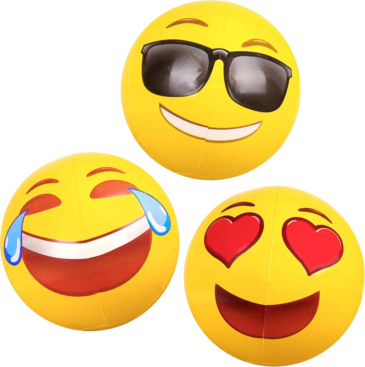 Coconut Float Emoji Beach Ball 12 Pack - 18 Inch Inflatable Beach Balls - Great for Summer Parties & Swim Events