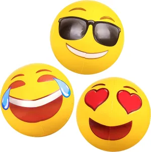 Coconut Float Emoji Beach Ball 12 Pack - 18 Inch Inflatable Beach Balls - Great for Summer Parties & Swim Events