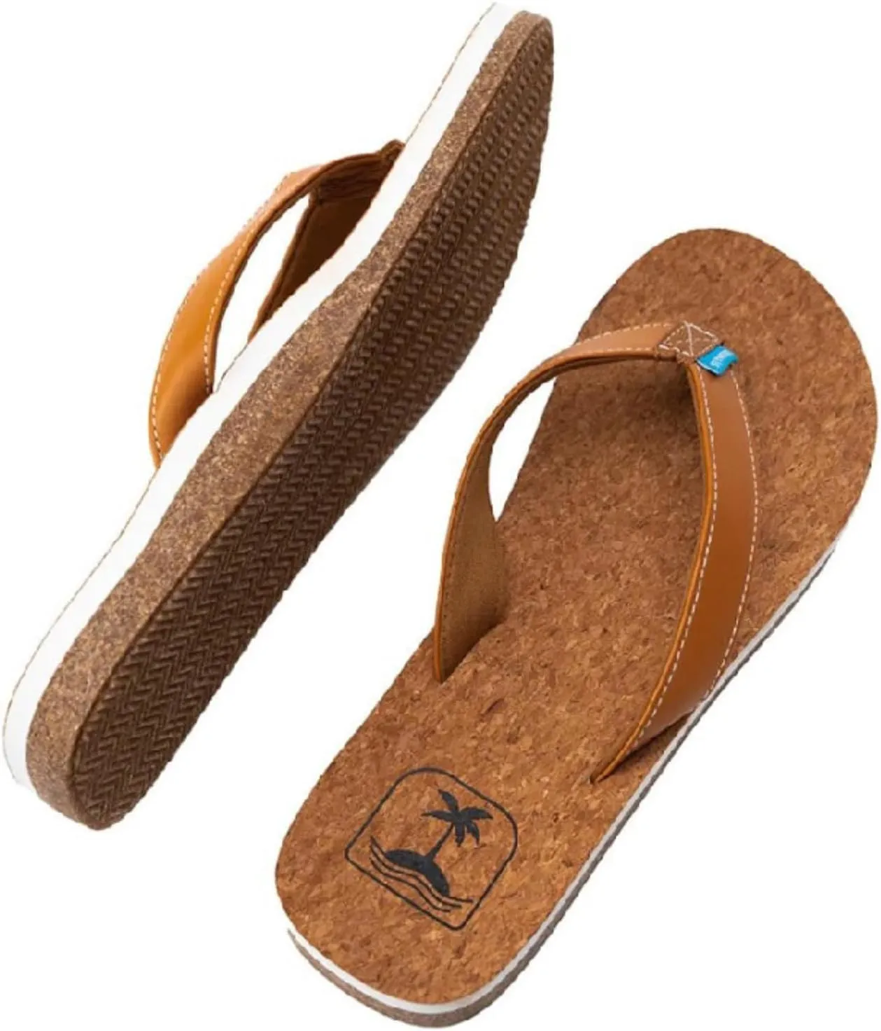 Coconut Infused Unisex Sandals – Ultra Soft Cushion Footbed with Arch Support, Faux Leather Straps, Coconut Scent Soles, Sandals for Beach & Casual Wear | Foot Forming Comfort Cork