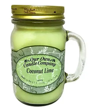 COCONUT LIME SCENTED 13 OUNCE MASON JAR CANDLE BY OUR OWN CANDLE COMPANY