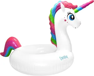 Coconut Outdoor Magical Unicorn Pool Float – Jumbo Inflatable Pool Ring – Durable Long Lasting Lounge Tube and Water Toy – Fun Decoration for Parties, Events – Ages 8  Years