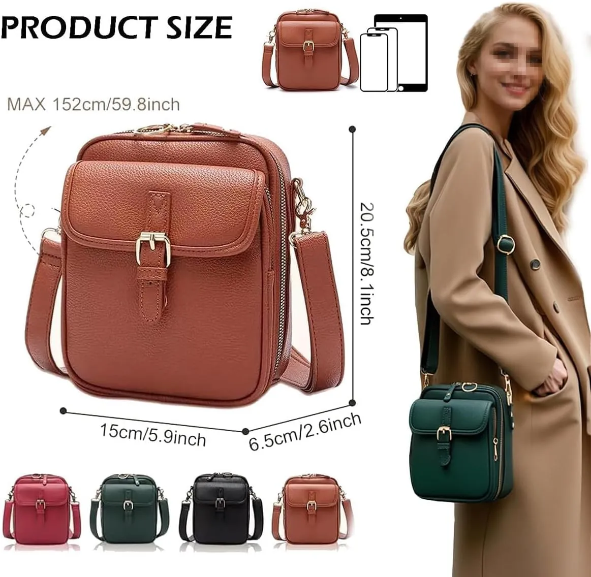 Collaborate Crossbody Leather Bag, Tojoyride Large Capacity Crossbody Bags, Collaboraten1 Purse Vintage Messenger Bag
