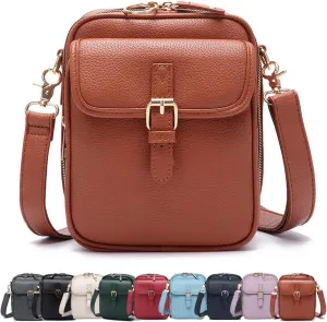 Collaboraten1 Crossbody Leather Bag, Tojoyride Urvashi Vintage Shoulder Bags Built In Wallet for Women Travel