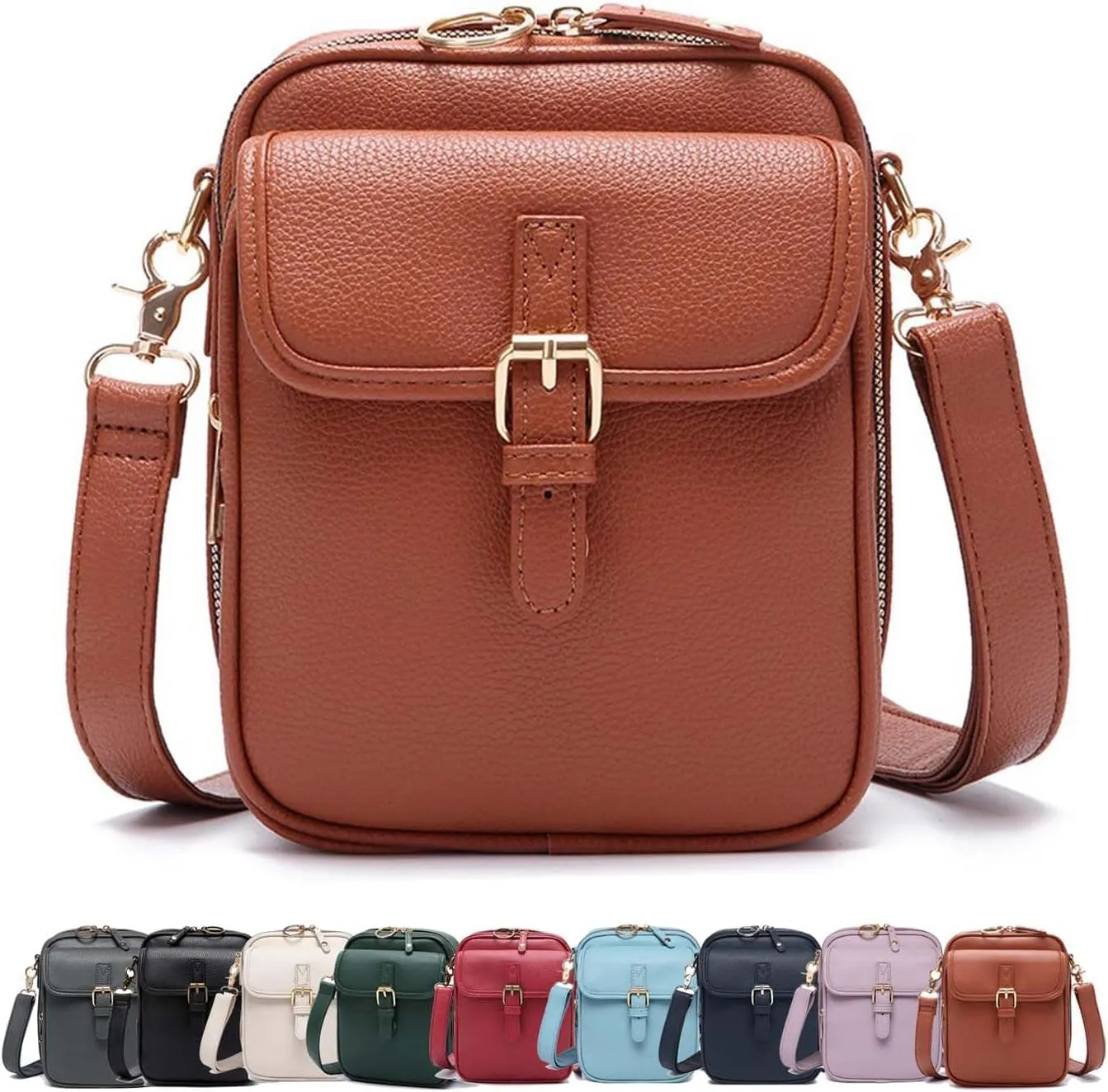 Collaboraten1 Crossbody Leather Bag, Tojoyride Urvashi Vintage Shoulder Bags Built In Wallet for Women Travel
