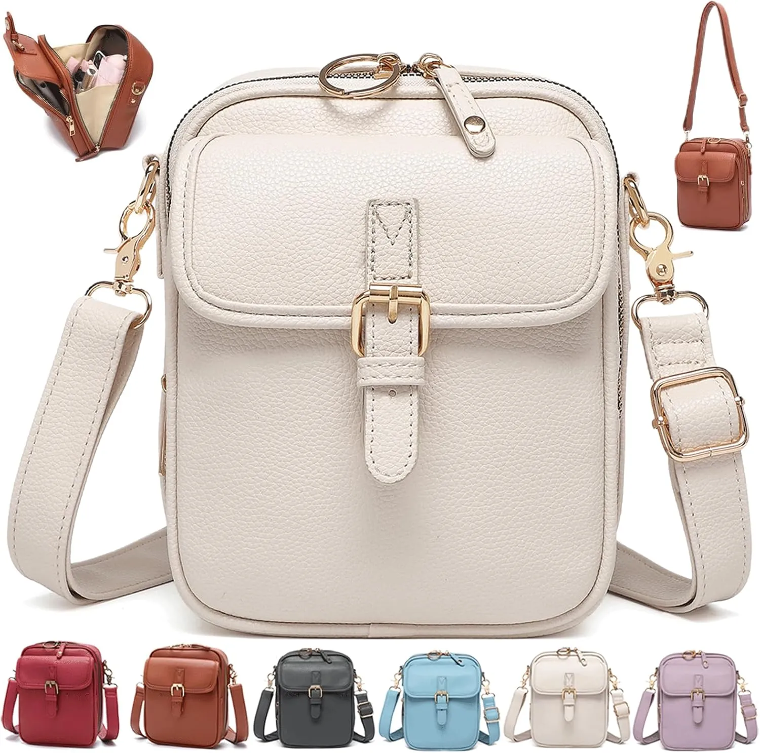 Collaboraten1 Crossbody Leather Bag, Urvashi Crossbody Bag, Vintage Anti Theft Shoulder Purse, Built in Wallet
