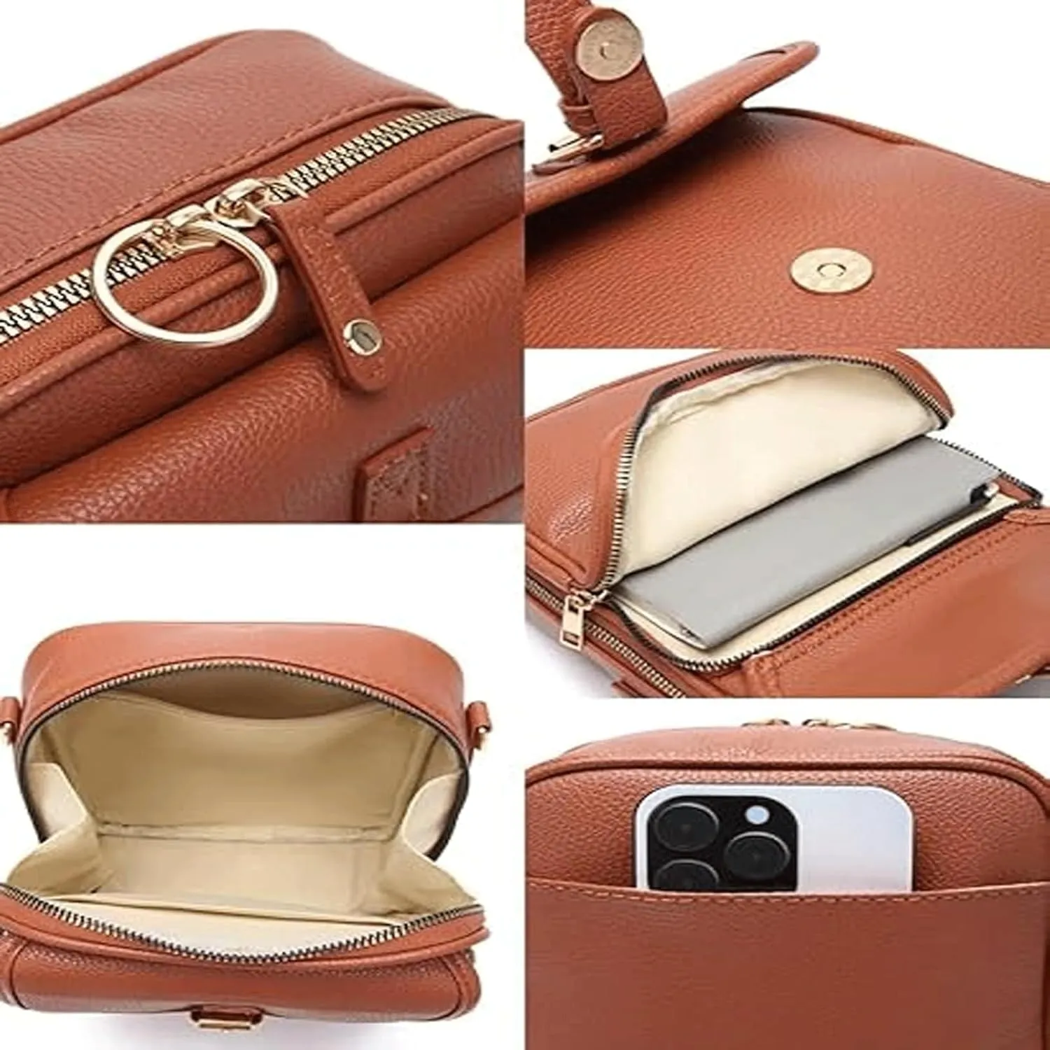 Collaboraten1 Crossbody Leather Bag, Urvashi Crossbody Bag, Vintage Anti Theft Shoulder Purse, Built in Wallet