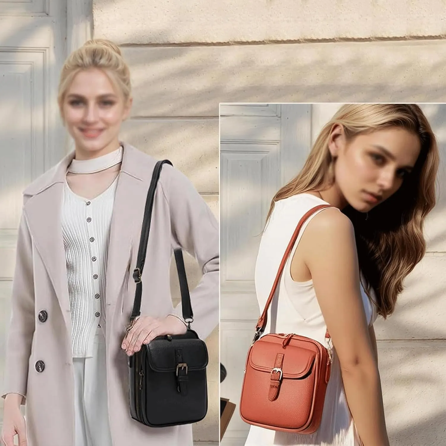 Collaboraten1 Crossbody Leather Bag, Urvashi Crossbody Bag, Vintage Anti Theft Shoulder Purse, Built in Wallet