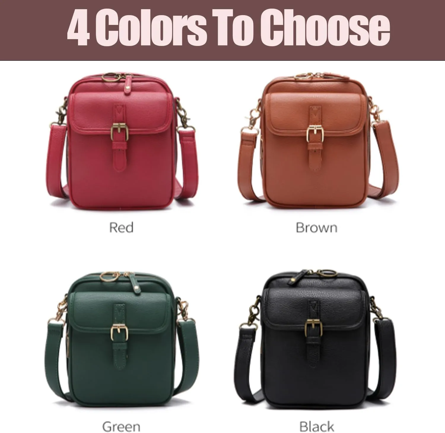 Collaboraten1 Crossbody Leather Bag, Urvashi Crossbody Leather Bag, Anti-Theft Zipper, 10 Card Slots, Adjustable