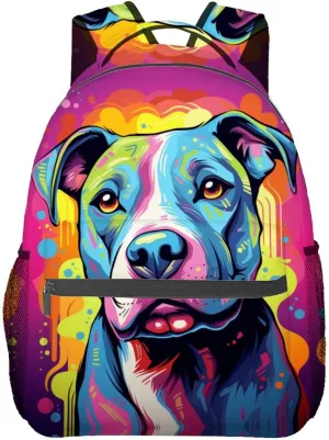Colorful Pitbull Backpack Travel Backpacks Laptop Rucksack,School Bookbag for Women Kids Boys Girls,Pit Bull Dog Back Pack Accessories Bags,Ideal Gifts for Work, Outdoor Adventures