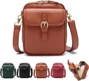 Comebybuy Purse Vintage Mini Messenger Bag, Double Layer Large Capacity Mini Messenger for Women