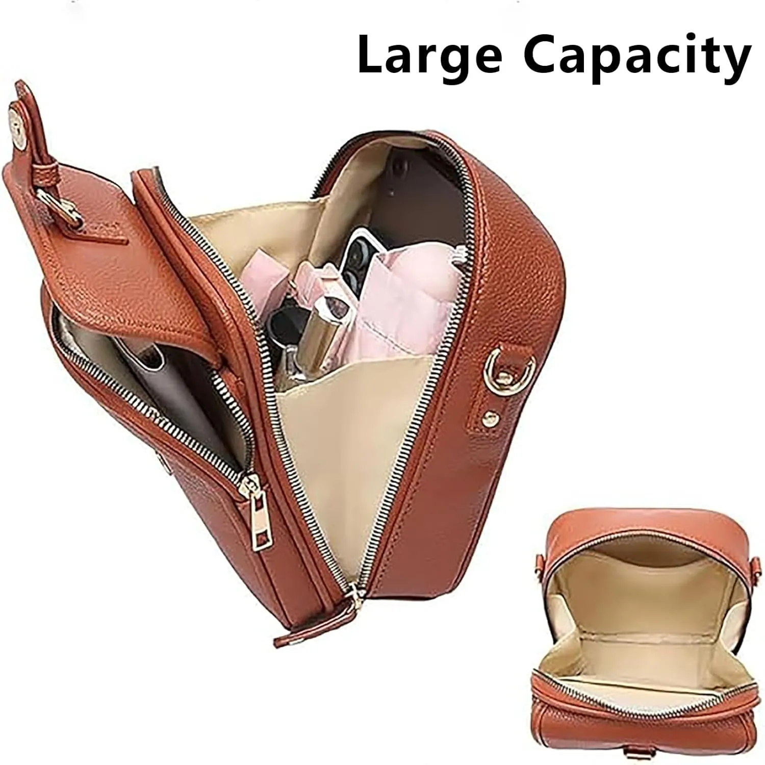 Comebybuy Purse Vintage Mini Messenger Bag, Double Layer Large Capacity Mini Messenger for Women