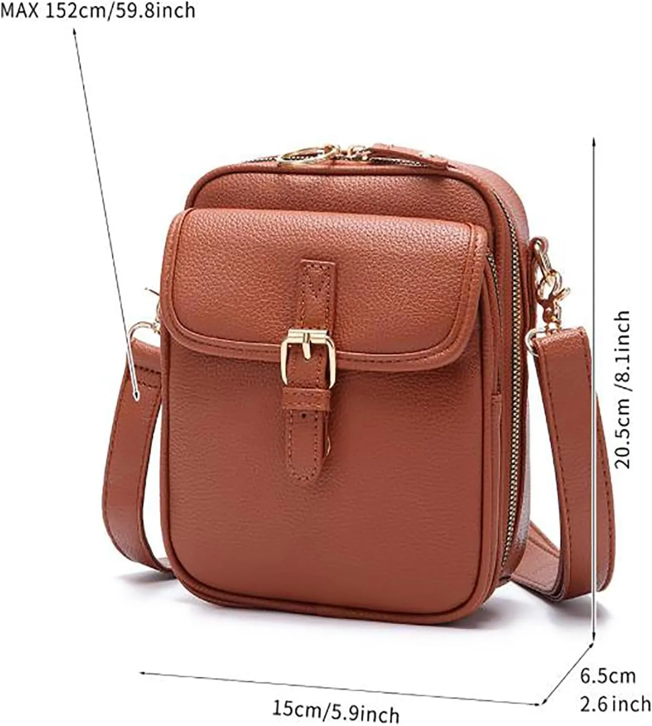 Comebybuy Purse Vintage Mini Messenger Bag, Double Layer Large Capacity Mini Messenger for Women