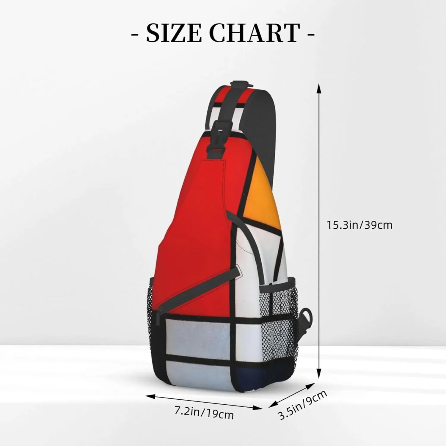 Composition In Red Yellow Blue And Black Unisex Casual Diagonal Chest Bag,Multipurpose Crossbody Shoulder Bag Travel Hiking Daypack
