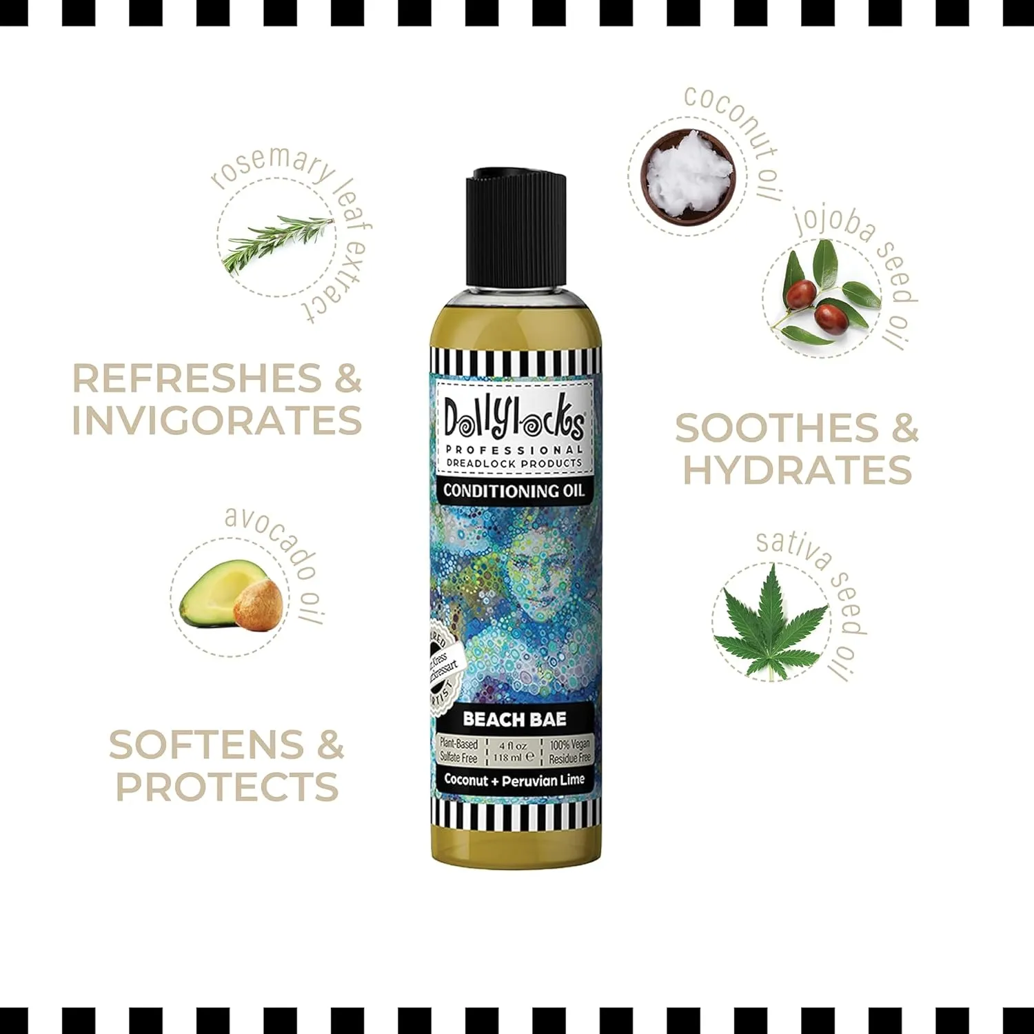 Conditioning Moisturizer for Dry, Damaged, Curly & Frizzy Hair - Organic Grapefruit Dreadlock Oil, 4 oz