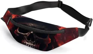 Cool Flaming Skull Belt Bag Waist Bag Pouch with Adjustable Strap Crossbody Bag for Women Men