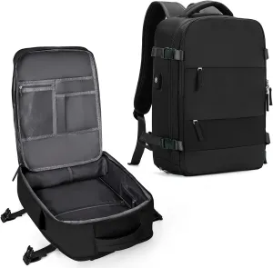 coowoz Large Travel Backpack For Women Men,Carry On Backpack,Hiking Backpack Waterproof Outdoor Sports Rucksack Casual Daypack Travel Essentials（Black Minimalist）