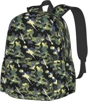 Cosmic Camouflage Stars and Meteors Adult Backpacks 15 Inch Laptop Backpack Travel Bag for Men Women Gifts