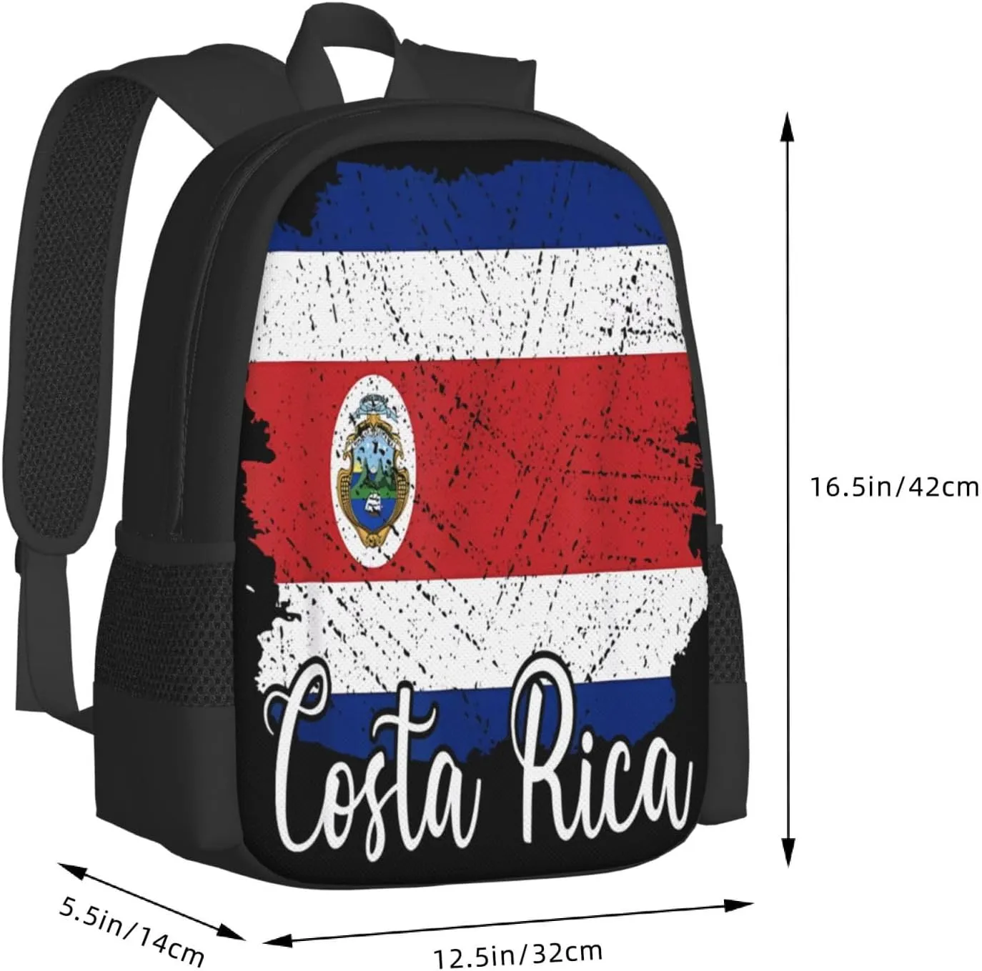 Costa Rica Flag Costa Rican Flags Casual Backpack Large Capacity Backpacks 15 Inch Laptop Back Pack Travel Rucksack Daypack Commuter Bags with Adjustable Strap for Camping